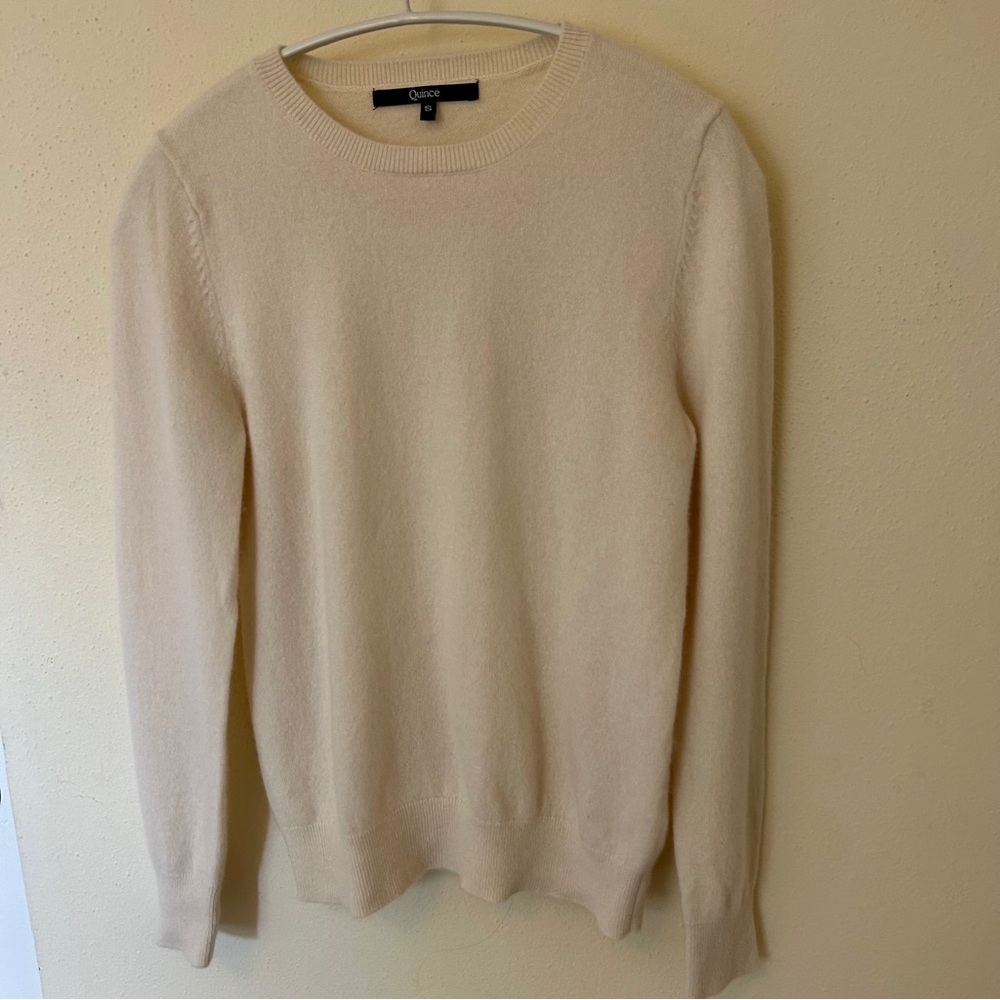 QUINCE Ivory Cashmere Crewneck Sweater Small